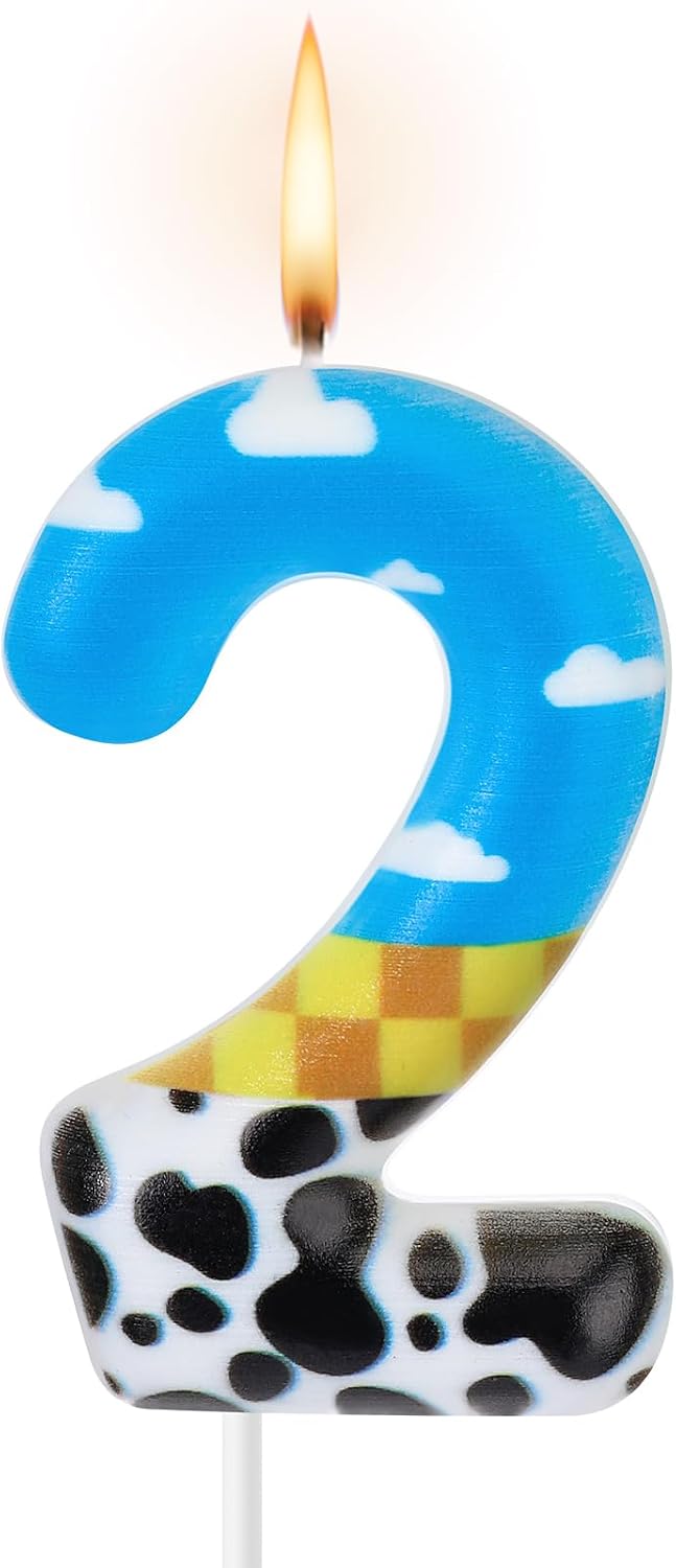 Threlaco Toy Inspire Game Birthday Number Candle for Kids Toy Cartoon Cake Topper Decorations Cartoon Party Supplies for Boy Girl Birthday Celebrations(Number 2)