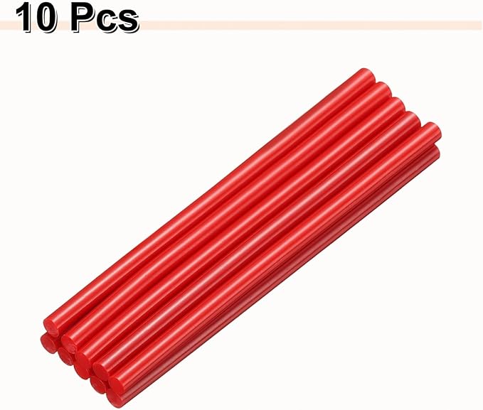 HARFINGTON 10pcs Hot Glue Sticks 0.28" Dia x 5.91" Long EVA Mini Hot Melt Adhesive Glue Stick for Hot Melt Gun Wood Plastic Glass Flowers Fabrics Foam, Red