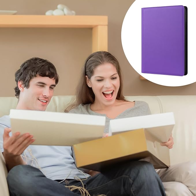 GEAoffice Premium 1000+ Card Binder - Sturdy PU Cover 16 Pocket Trading Card Collection Holder Folders Album for YuGiOh, MTG, TCG, Games&Sports, Purple