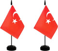2 Pack Turkey Desk Flag, Turkish Table Office Flag with Solid Pole and Stand Base, International Country Flag, Festival Celebration, Classroom Meeting Desktop Decoration (Turkey)
