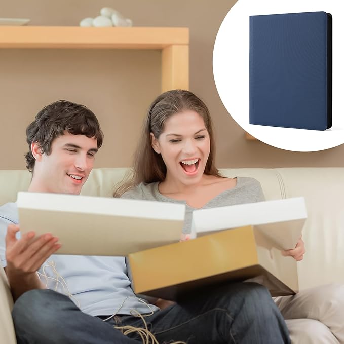 GEAoffice 16 Pockets Card Binder for 1000+ Cards, Premium Sturdy Card Holder Album, PU Cover Collection Binder for MTG, TCG, Game & Sports Cards, Navy Blue