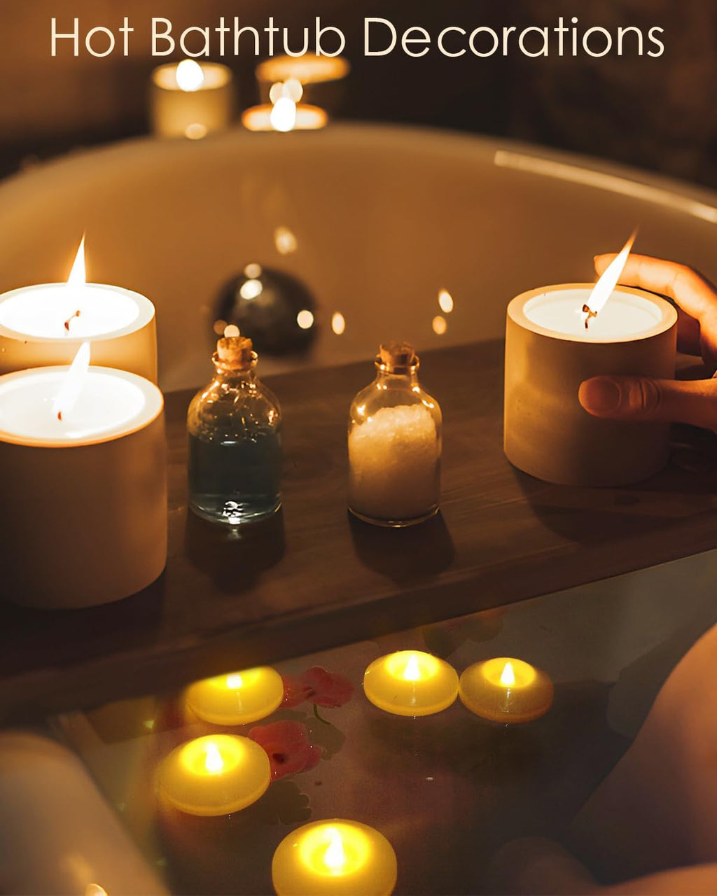 LARDUX Pack of 48 LED Floating Candles - 3 Inch Flameless Plastic Floating Tea Lights Flickering for Christmas Wedding Anniversary Party Centerpiece Decorations