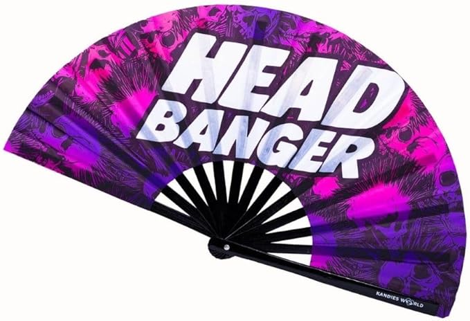 Kandies World Custom Festival Folding Hand Fan - Unique Designs, Made of Bamboo, Clacking Sound, Lightweight - Perfect Rave and Festival Accessory!