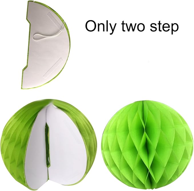 Hanging Paper Fan Set, Tissue Paper Pom Poms Flower Fan and Honeycomb Balls for Birthday Baby Shower Wedding Festival Decorations - Green