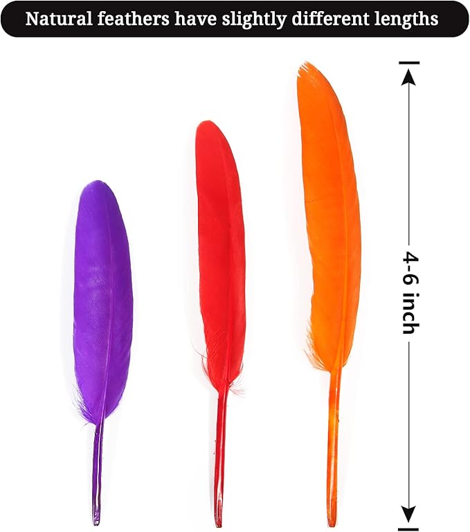 FeelfunFeather 120pcs Mix Colur Goose Cochettes Feather 4-6 inch 10-15cm Bulk Natural for Wedding Party Halloween Decorations DIY Cosplay Gothic Costumes Crafts