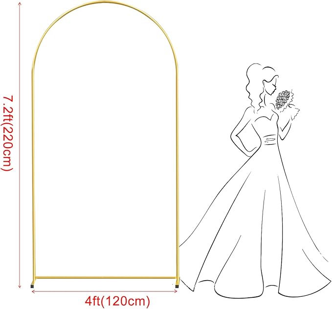 7.2FT Gold Metal Arch Backdrop Stand, Square Balloon Arch Stand Wedding Frame for Birthday Party, Baby Shower, and Ceremony Decoration