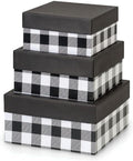 black buffalo plaid nested gift boxes with lids, main product view