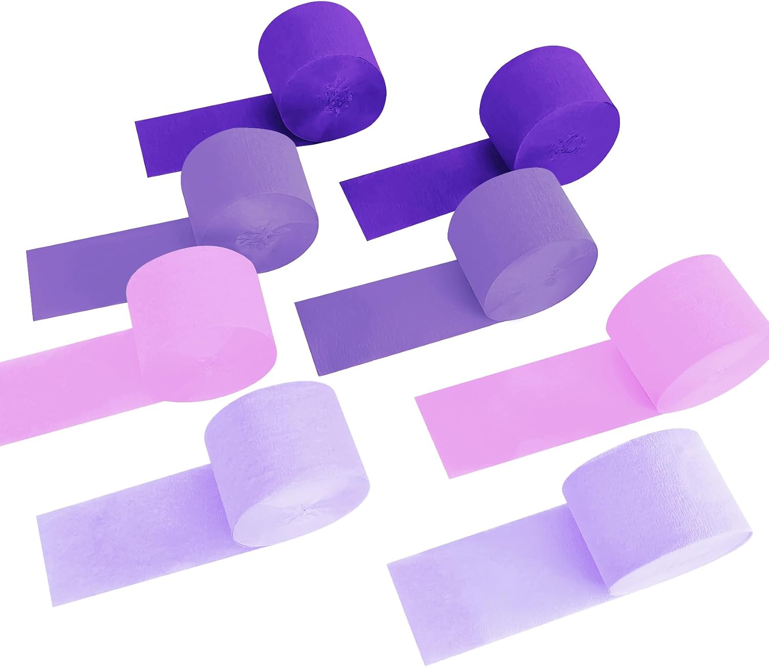 8 Rolls in 4 Colors Gradient Purple Party Crepe Paper Streamer, 8 Pieces 82 feet Streamets Party Decorations Party Supplies for Mermaid Under the Sea Ocean Party Birthday Baby Shower Graduation