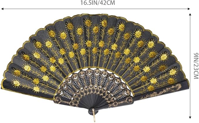 QIRMIZI 10 Pack Fabric Folding Handheld Fans, Perfect for Weddings, Parties, and Dancing,Yellow