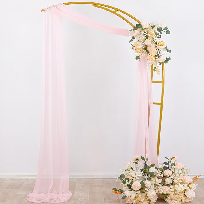 Socomi Blush Pink Wedding Arch Draping Fabric 29" x 20Ft 1 Panel Sheer Outdoor Curtain Drapes Extra Long for Bridal Baby Shower Ceremony Birthday Party Decor