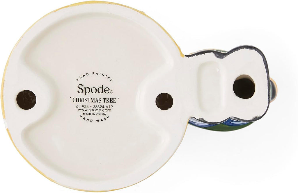 Spode Christmas Tree Nutcracker Candle Holder, 7" Festive Holiday Decoration - Christmas Traditions Home Decor, Earthenware Candle Holder for Tealight Candles - Unique Christmas Centerpiece (Green)