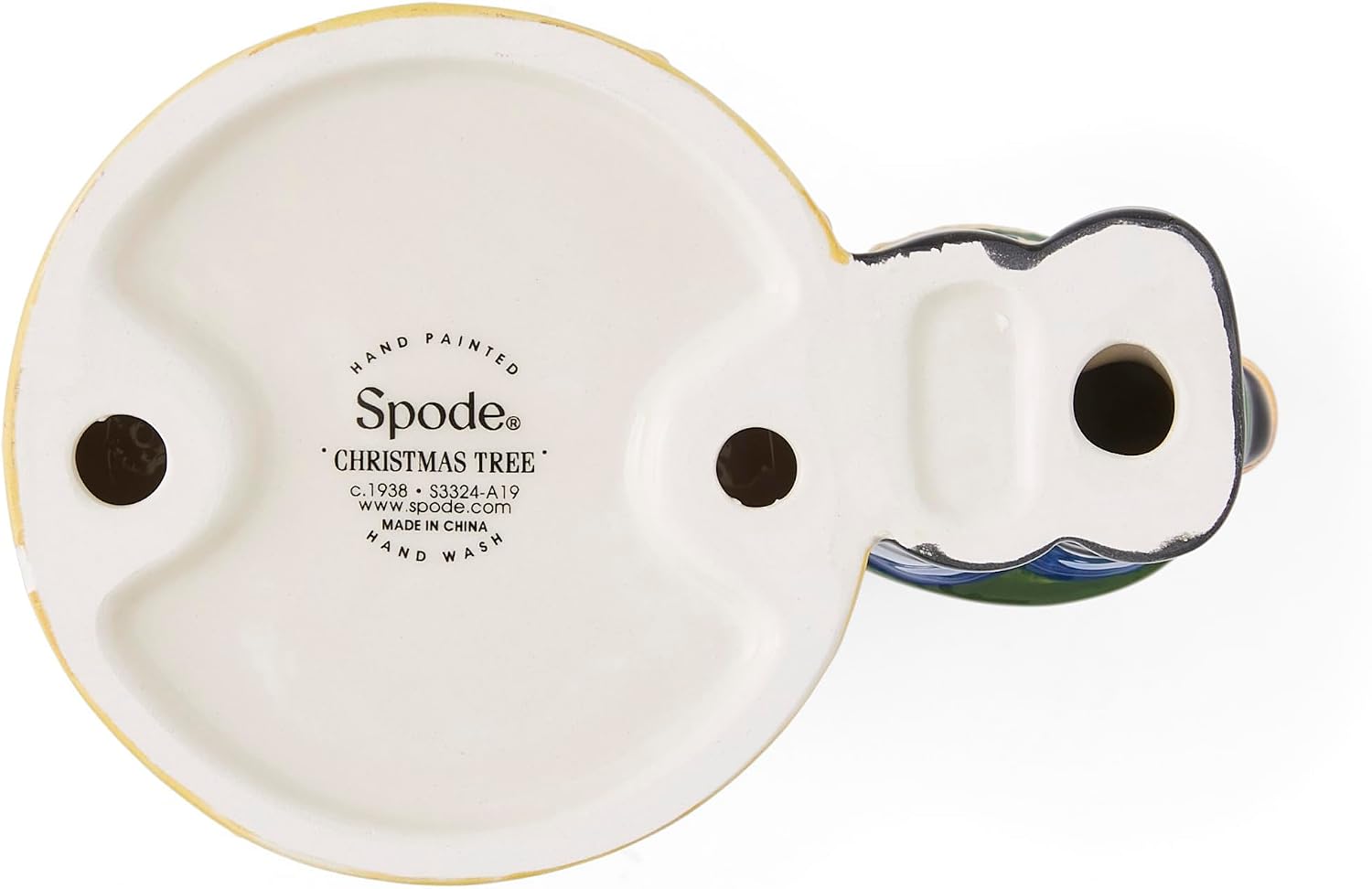 Spode Christmas Tree Nutcracker Candle Holder, 7" Festive Holiday Decoration - Christmas Traditions Home Decor, Earthenware Candle Holder for Tealight Candles - Unique Christmas Centerpiece (Green)