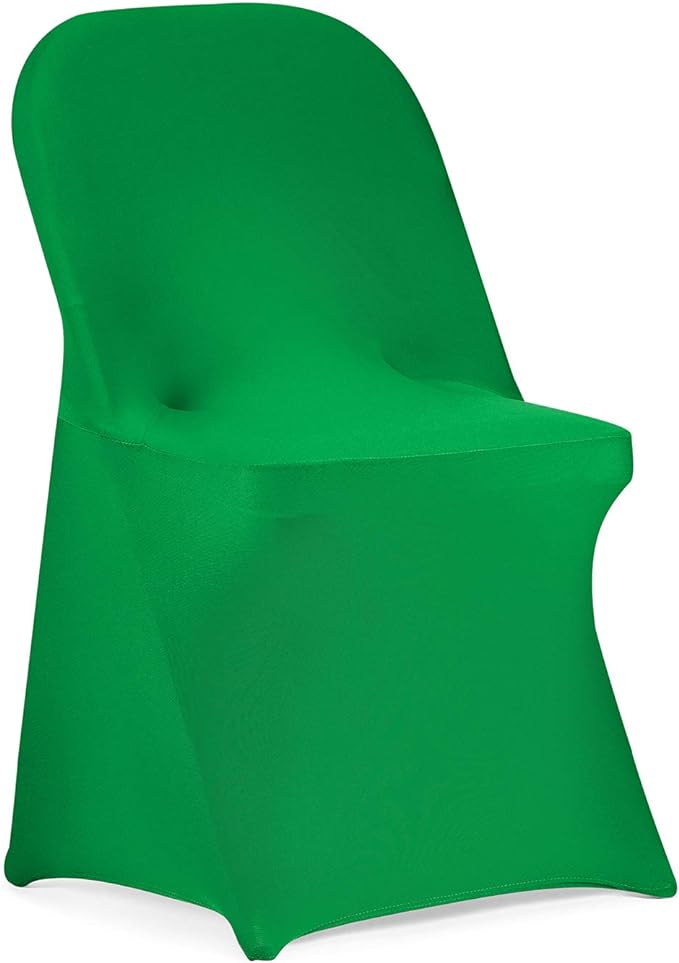Peomeise Stretch Spandex Folding Chair Cover for Wedding Party Dining Banquet Event (Emerald,12pcs)
