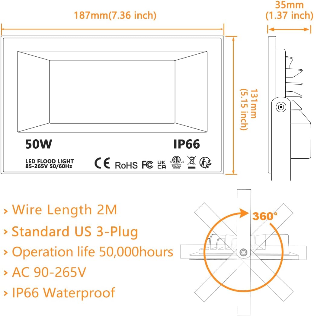 MELPO Led Flood Light 500W Equivalent, RGBW Led Outdoor Colored Floodlight