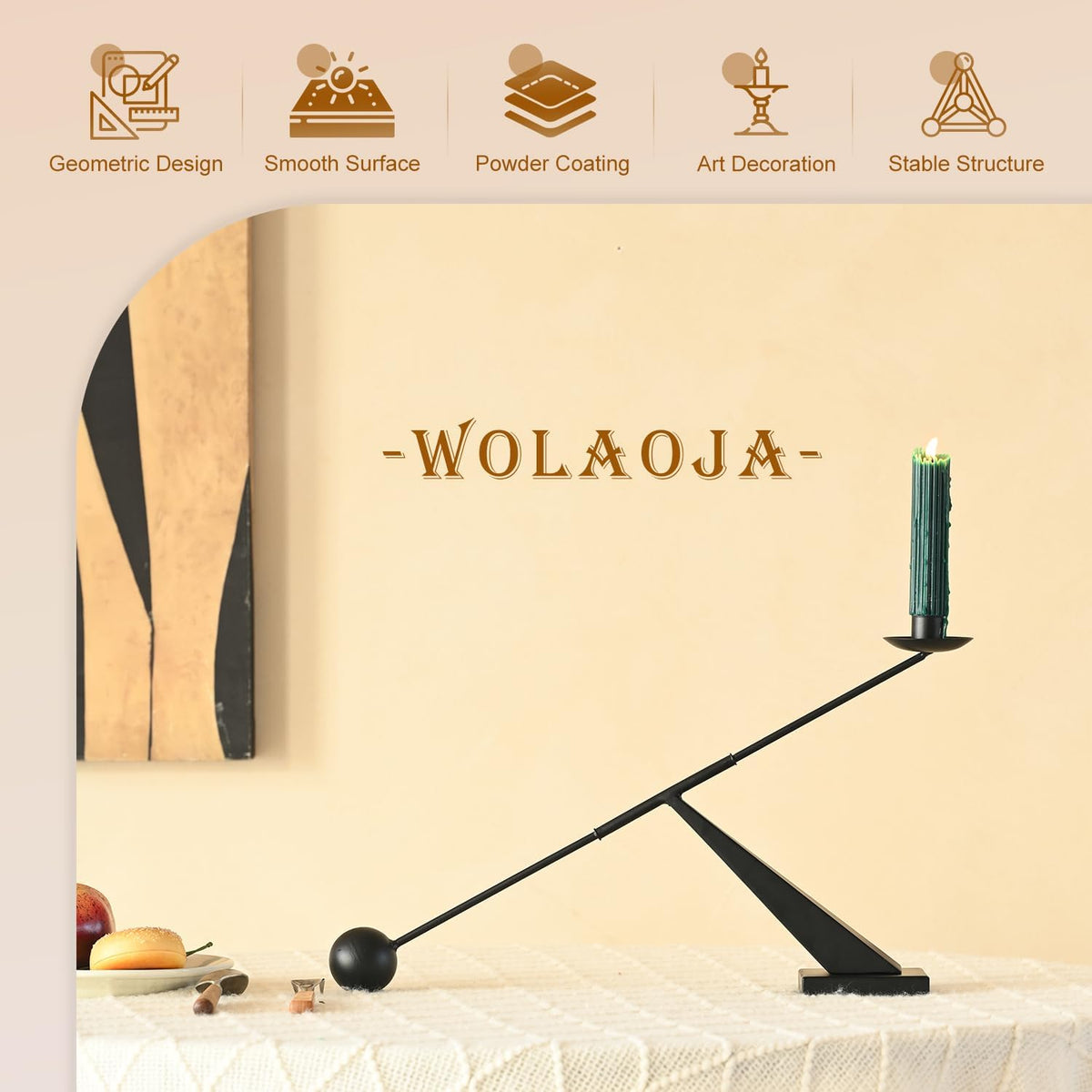Modern Candle Holder Decor, Black Decorative Tapered Candlestick Holders, Can...