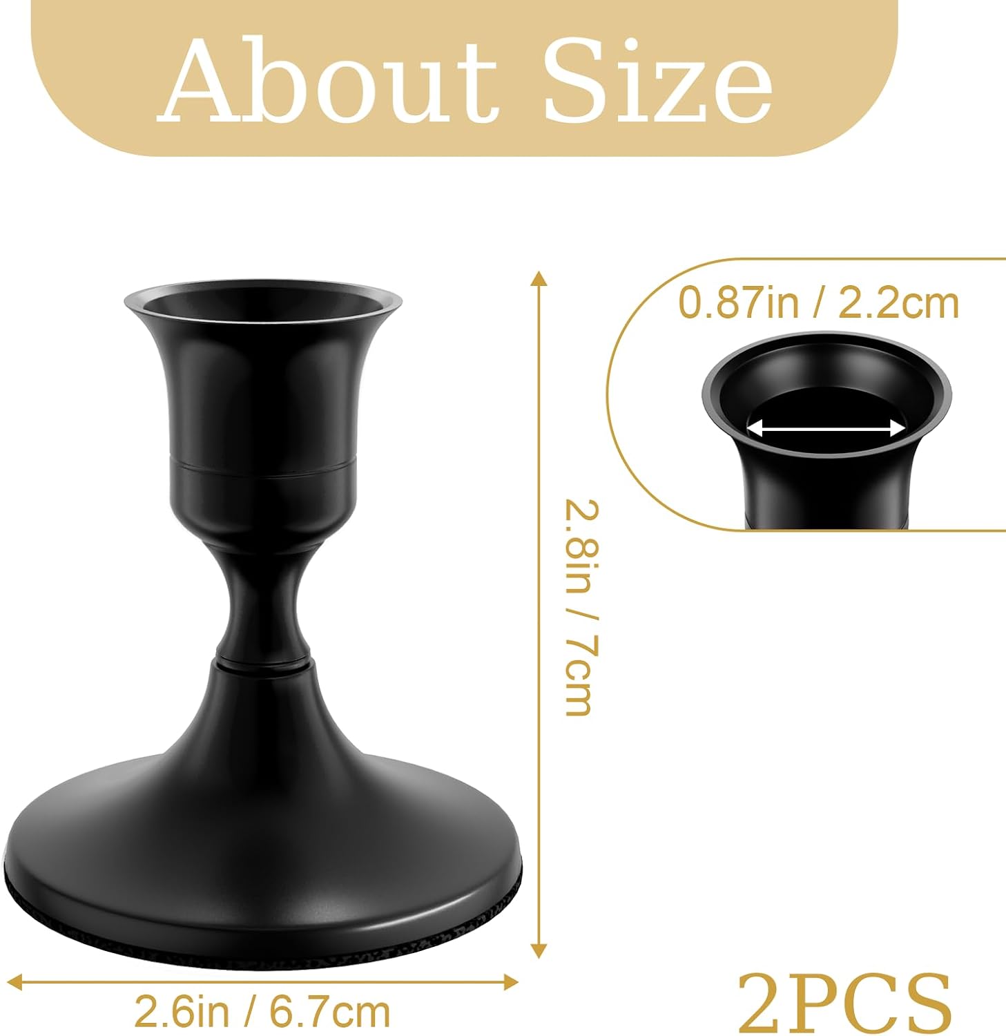 zeochyni Black Taper Candle Holders Set of 2, Vintage Metal Candlestick Holders for Dinner Room Table Centerpiece or Mantel Wedding Party Decor