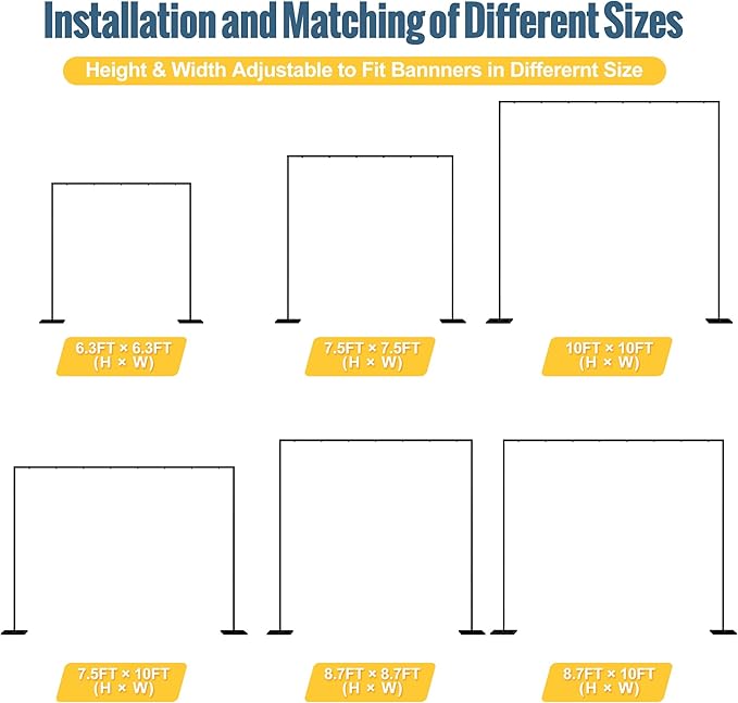 Wokceer 10 FT Backdrop Stand Heavy Duty Pipe and Drape Kit, Adjustable Black Backdrop Stands for Wedding Photo Booth Background Birthday Party Photography Exhibition Decoration