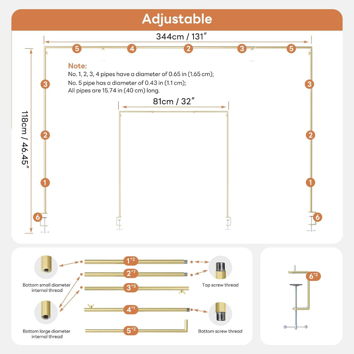 xlhomo over the table rod stand with clamps, side view