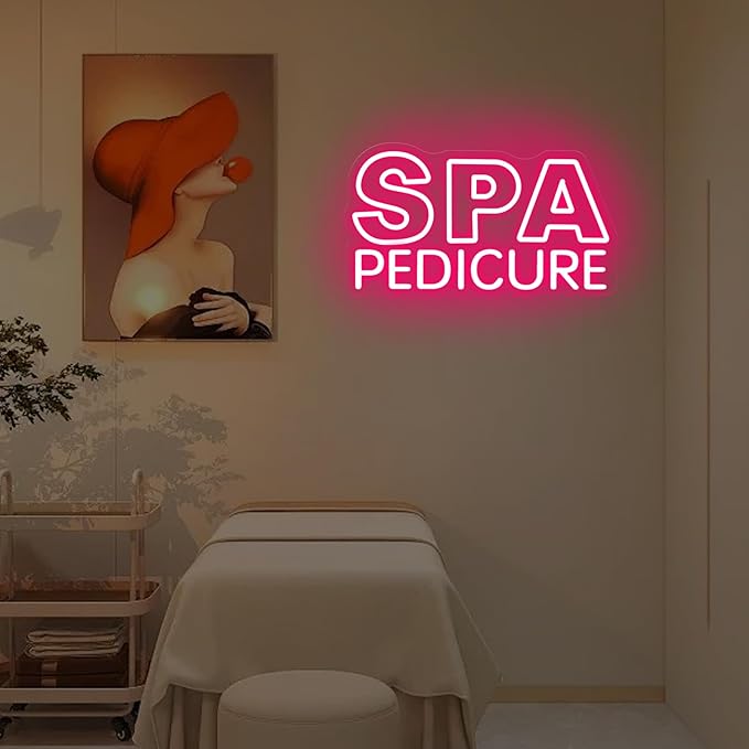 SPA Pedicure Neon Sign for Nail Salons, LED Spa Shop Cutcom Sign Lights Business Wall Decor for Beauty Salon Studio Room ART Decorations, 15.7"x7.3"
