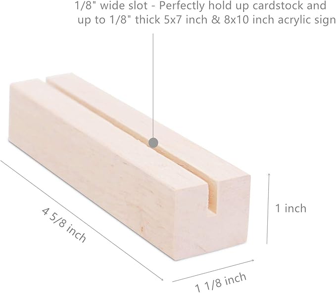UNIQOOO 50 Pack Oak Wood Table Number Stands | 1/8” Thick Acrylic Sign Holders | Display Stands | Place Card Holder, Perfect for Retail Shop Wedding Dinner Party, Events Decoration, Retail Shop
