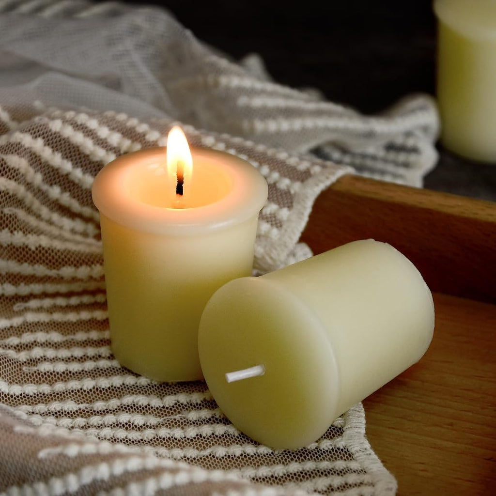 Pure Ivory White Beeswax Votive Candles-4 Pack Natural Votives Set for Home Room Decor Party Wedding Spa,12 Hours Burn