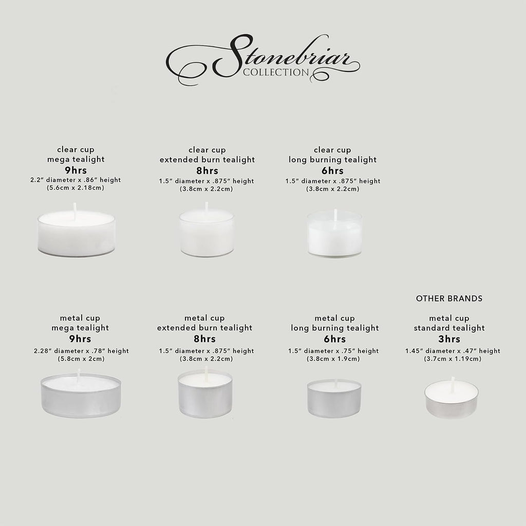 Stonebriar Unscented Long Burning White Tealight Candles, Bulk Pack, 6-7 Hour Burn Time, Smokeless Tealights for Parties, Weddings, Home, 50 Count