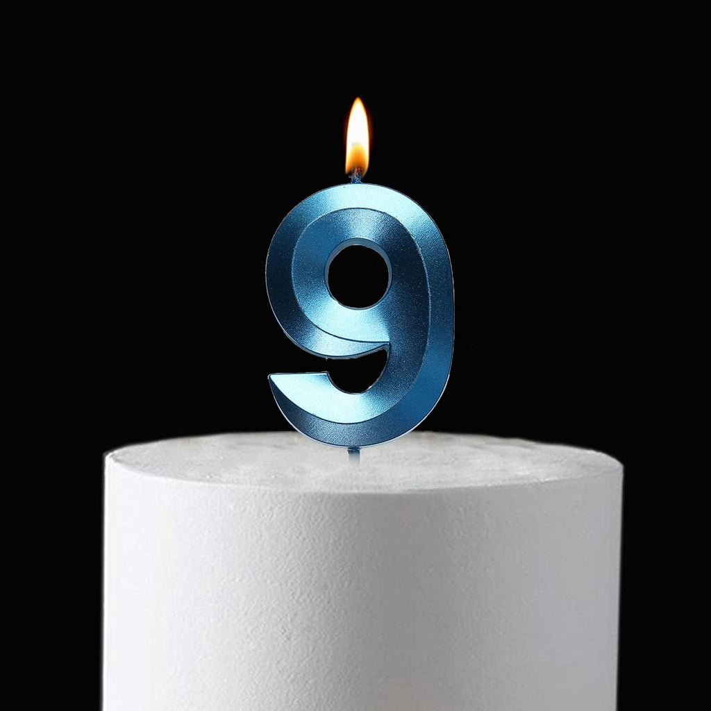 2.76 inch Blue 9 Birthday Candles,3D Number 9th Cake Topper for Birthday Decorations No 19 91 92 93 94 95 96 97 98 99