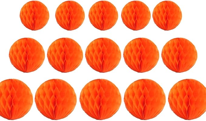 15pcs Honeycomb Balls Decorations 4'' 6'' 8'' Party Honeycomb Ball Flower Tissue Pom Poms Flower Balls Hanging Flower Balls for Party Baby Shower Birthday Wedding Nursery Decor(4'' 6'' 8'' Orange)
