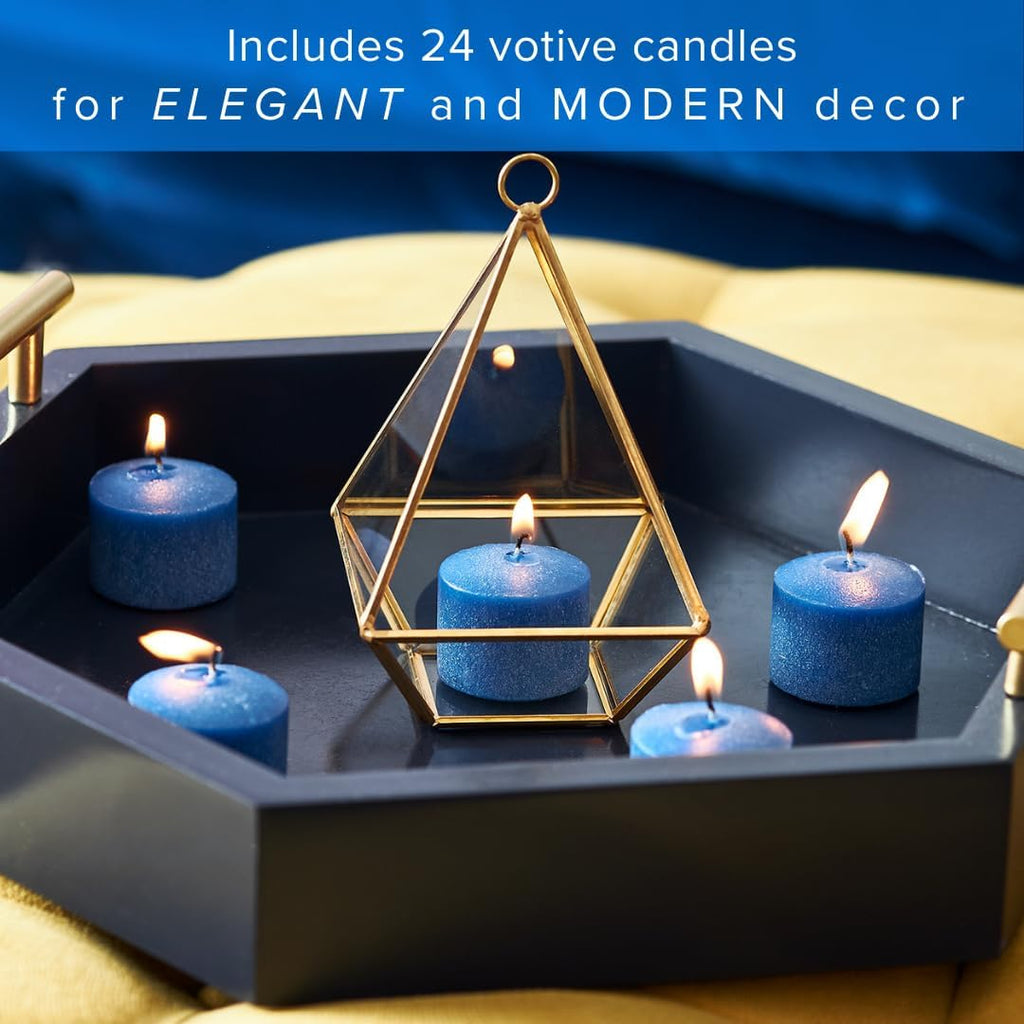 Simply Soson Votive Candles Bulk, 24 Blue Votive Candles, 10 Hours Burn time, Small Candle, Bulk Candles, Unscented Candle, Votives for Wedding, Birthday, Holiday & Home Decoration