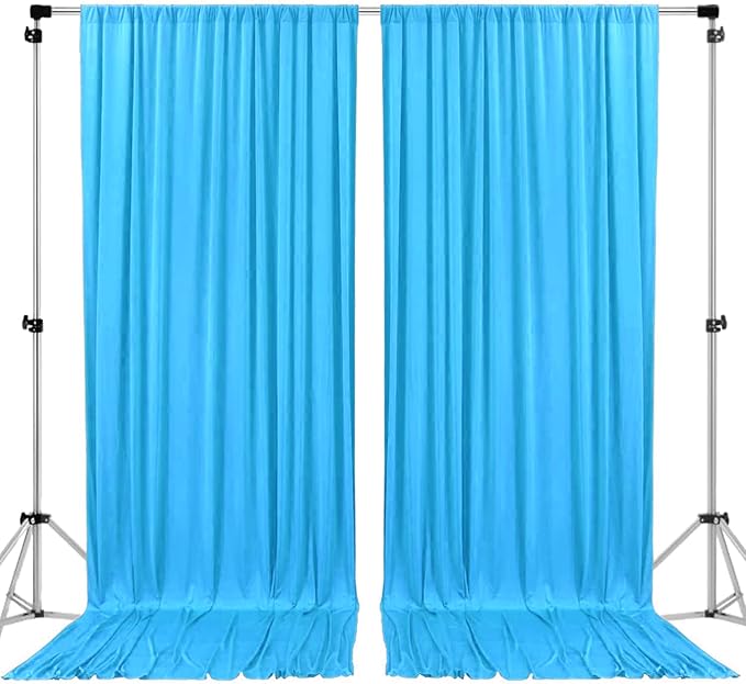 AK TRADING CO. 10 feet x 10 feet Polyester Backdrop Drapes Curtains Panels with Rod Pockets - Wedding Ceremony Party Home Window Decorations - Turquoise