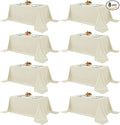 Fitable 8 Pack Rectangle Tablecloths: Stain Resistant Wrinkle Free Fabric Table Clothes, Washable Reusable Polyester Table Covers for Wedding Party Birthday Banquet Reception(Ivory, 90x132 Inch)