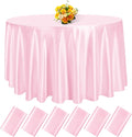 fani 6 Pack 120 Inch Light Pink Satin Tablecloth - Silky Round Tablecloth Overlay Smooth Fabric Table Cover, Bright Table Decoration for Wedding Party Banquet Events Restaurant Kitchen Dining
