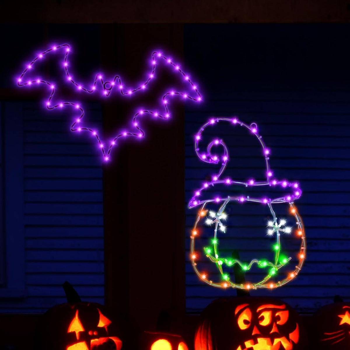 Halloween Window Lights, 2 Pack LED Waterproof Timer Indoor Decor