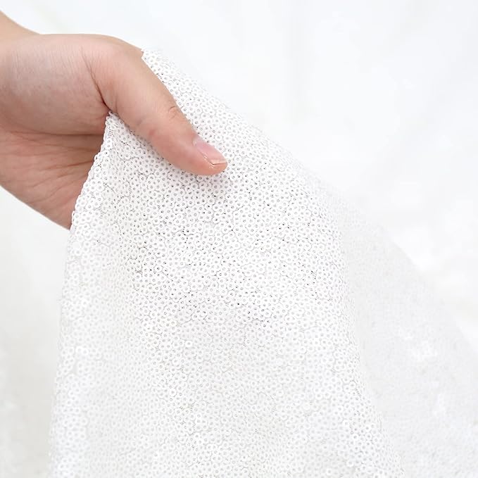 Poise3EHome Sequin Backdrop Curtain, White Sequin Backdrop, Sequin Curtains for Party Wedding Sequence Backdrop, 20FT x 10FT