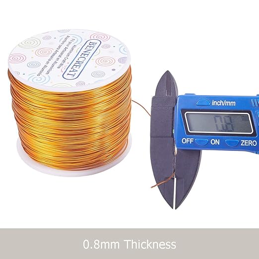 BENECREAT 20 Gauge 770FT Aluminum Wire Anodized Jewelry Craft Making Beading Floral Colored Aluminum Craft Wire for Gem Wrapping, Model Jewelry Making- Gold