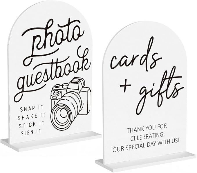 2Pcs Photo Guest Book Sign Cards and Gifts Sign for Wedding Engagement Party Bridal Shower Baby Shower Table Desk Acrylic Decor