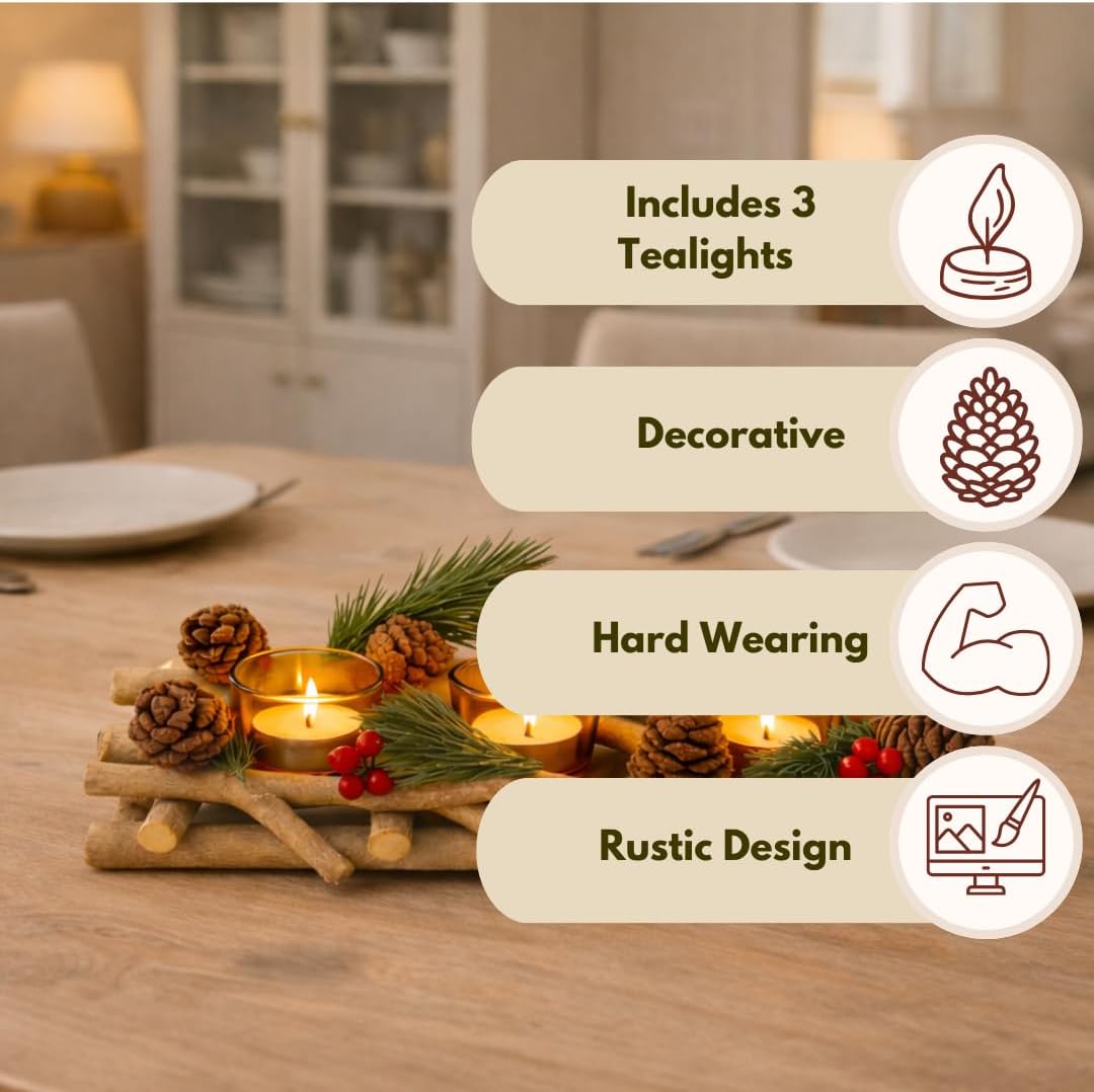 Marco Paul Christmas Decorations Room Decor, Candle Holder, Indoor Ornaments for Home, Christmas Table Centrepiece, Dinner Set, Kitchen Light, Table Decorations Centrepiece