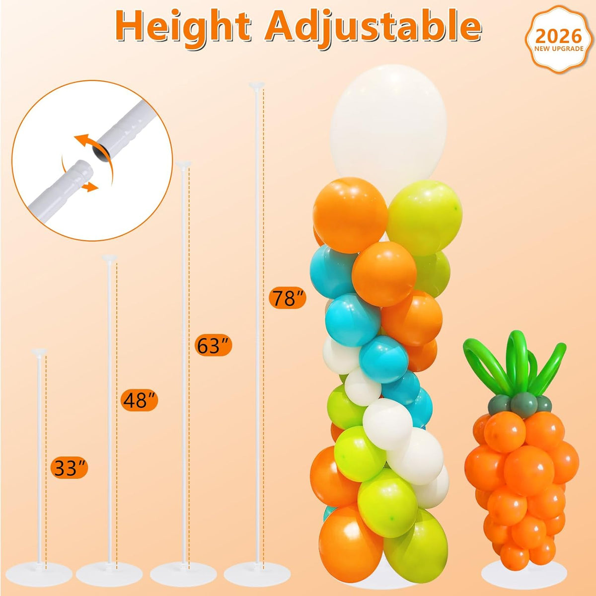 balloon column stand set of 4, adjustable balloon, close-up detail