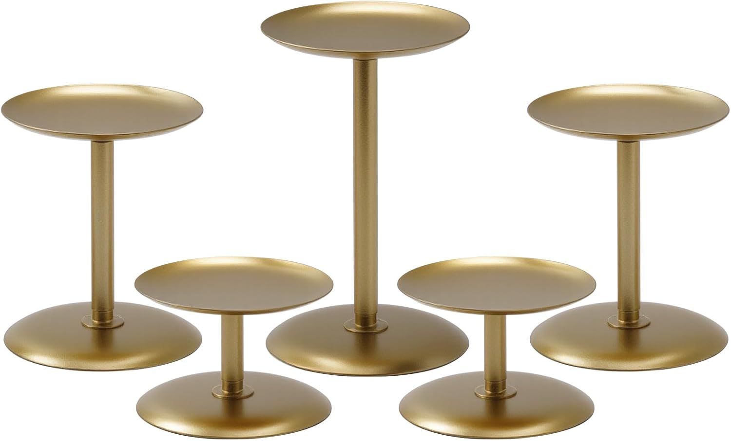 Homemory Christmas Metal Fall Candle Holders Stands for Pillar Candles Set of 5, Candleholder Sets for Table Centerpiece Fireplace (5, Gold)