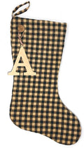 Marilee Home 18" Primitive Black 5 Quilted Stocking with Personalized Charm