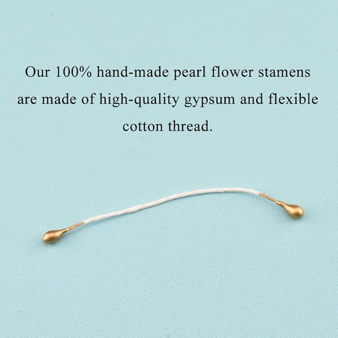 HAHIYO 700pcs 3mm Gold Pearl Double Heads Flower Pistil Hand-Made Artificial Flower Parad National Pearlized Floral Stamen for Scrapbook Decoration