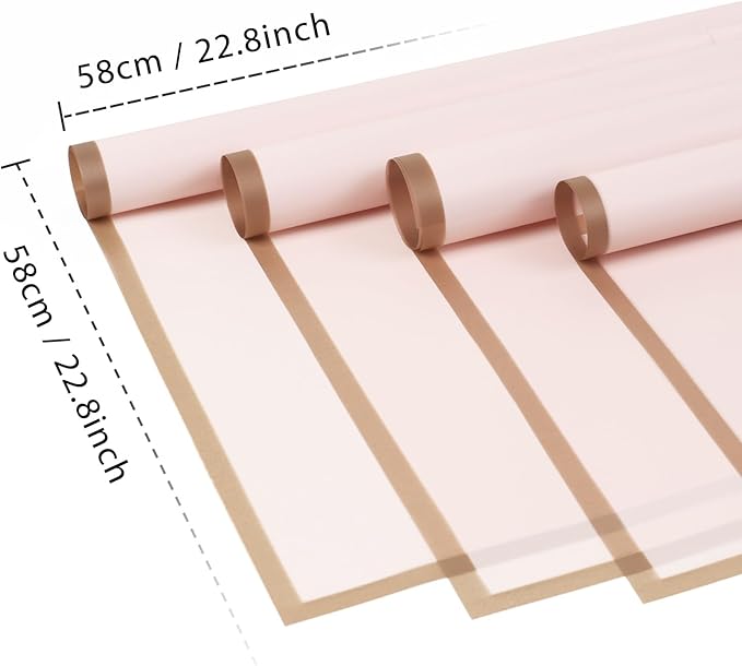 NESCCI 20 Sheet Flower Wrapping Paper - Waterproof Floral Bouquet Wrapping Paper, Florist Supplies Packaging Paper for Wedding Birthday Gift DIY (Pink)
