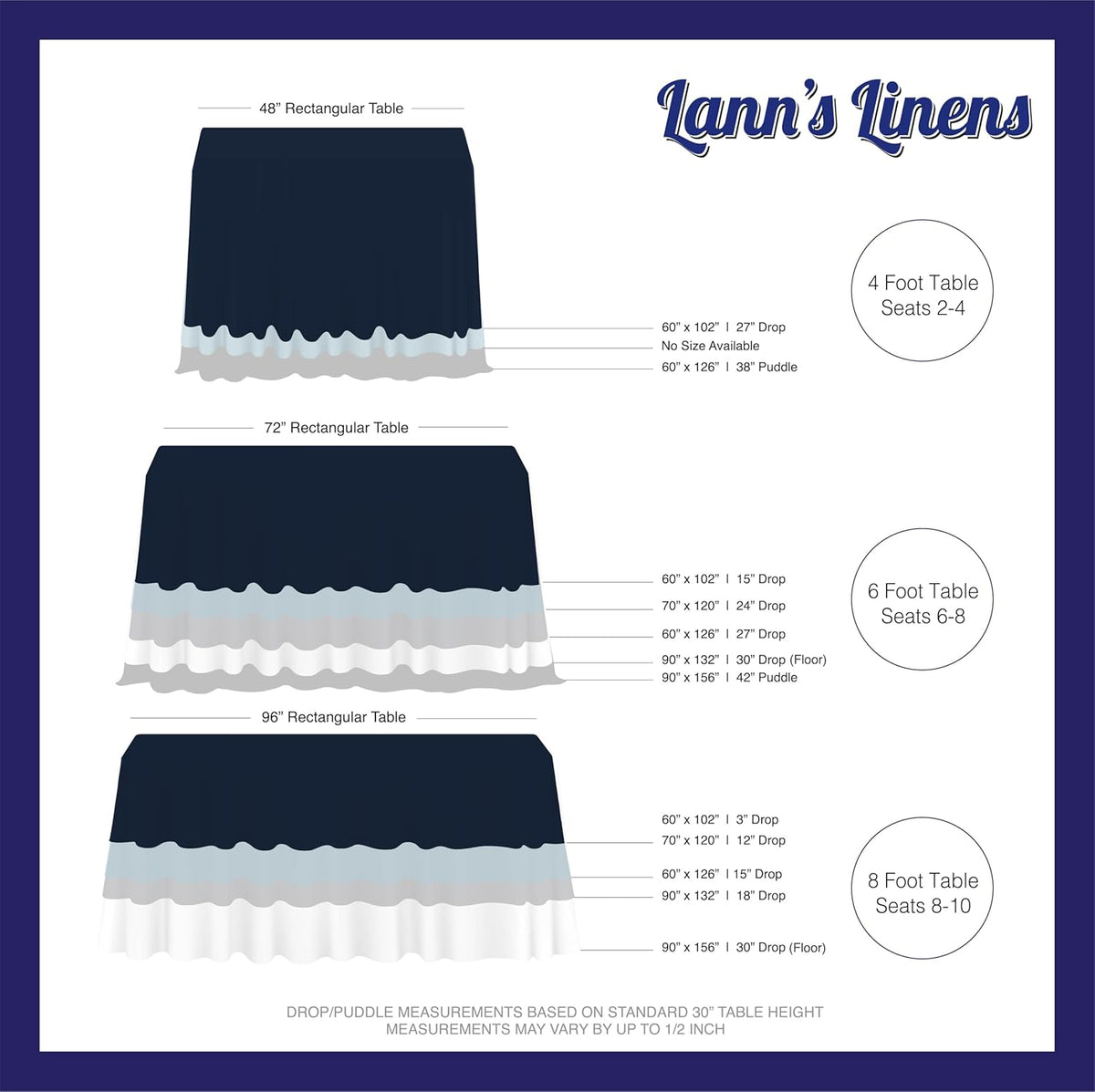 lann's linens 10 pack 60 x 102 inch, package contents