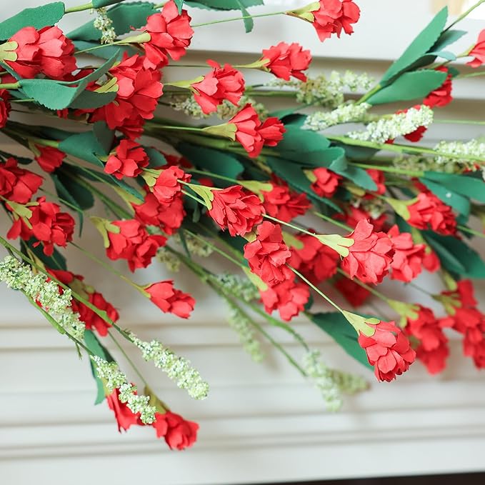 Mizii Burgundy Artificial Flower Garland 6FT Fake Wildflower Floral Garland Hanging Vines Spring Summer Flowers Decorations for Mantle Table Centerpieces Room Wall Fireplace Wedding Decor (Burgundy)
