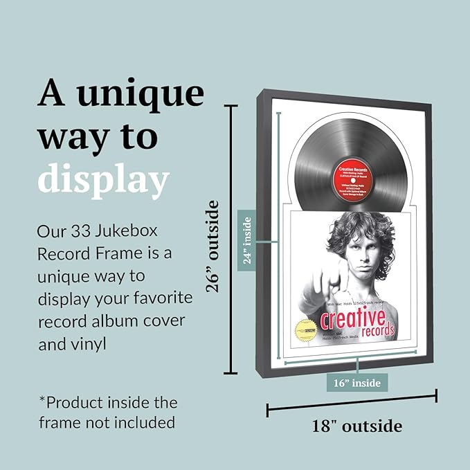 Creative Picture Frames 16" x 24" Jukebox Vinyl Frame Display with Double Matting, LP Record Album Frame for Wall Decor, White/White, Pack of 4