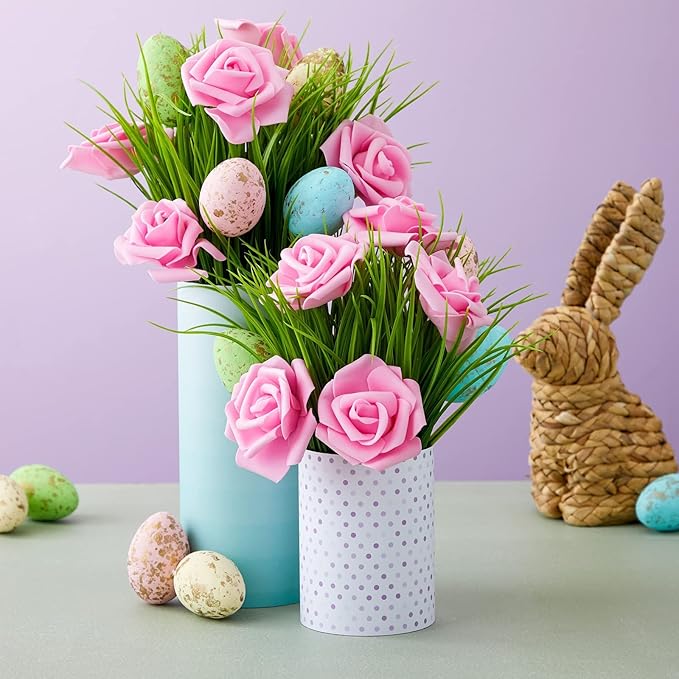Juvale Pink Roses Artificial Flowers - 100 Pack, 3 in Stemless Foam - Bulk Artificial Blooms for Wedding Decor, Centerpiece Table Decorations & DIY Floral Arrangements