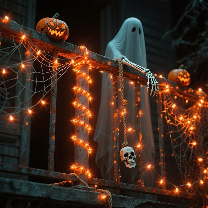 TingMiao Halloween Orange Fairy Lights Battery Operate,7.2ft 20 LEDs String Lights Silver Copper Wire for Hallowen Christmas DIY Decoration Wedding Party (6 Pack)