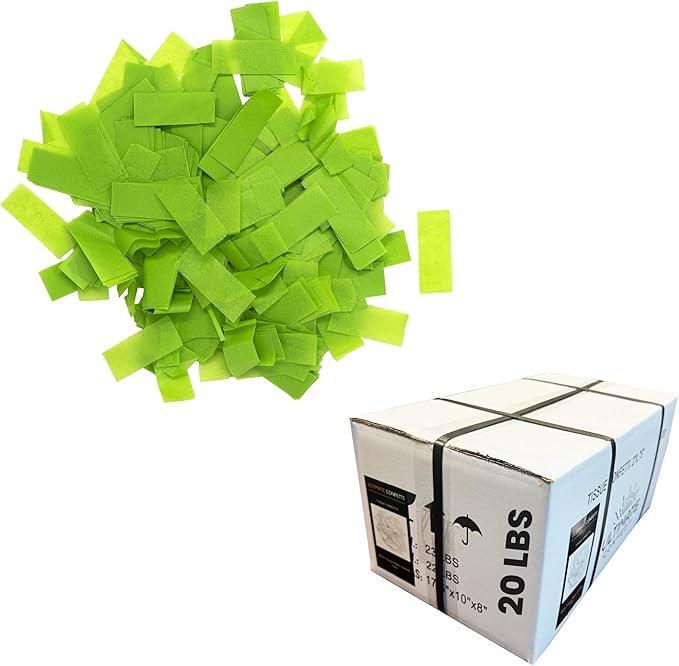 Ultimate Confetti, Light Green Biodegradable Confetti - Rectangular Flame-Resistant Tissue Paper Confetti for Cannon and Launcher use – Best for Gender Reveal, Parties, and Concerts - 20 lb, 320 oz