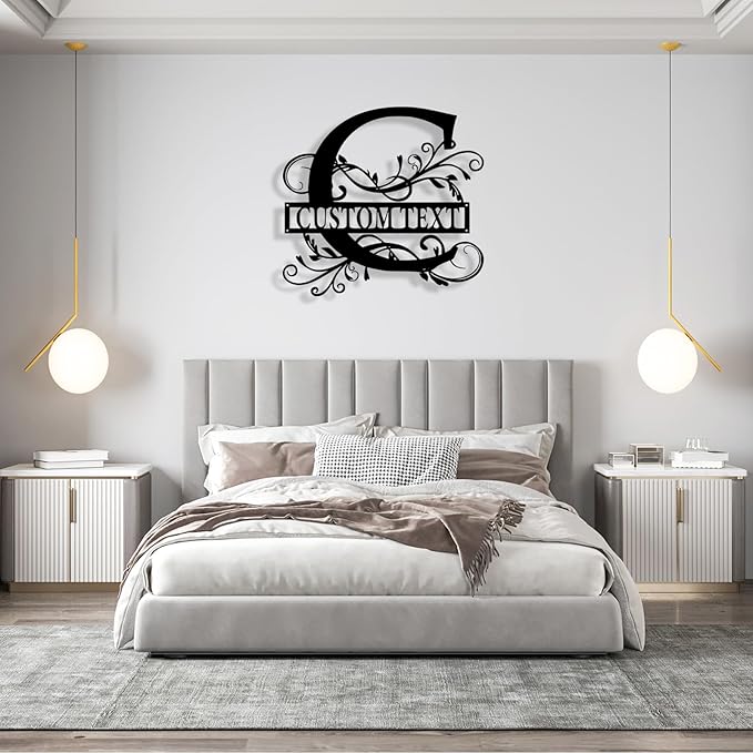 Custom Metal Name Sign, Personalized Family Last Name Signs for Home, Split Letter Monogram Wall Art Decor, Customized Metal Signs for Outdoor, Personalized Wedding Housewarming Gift