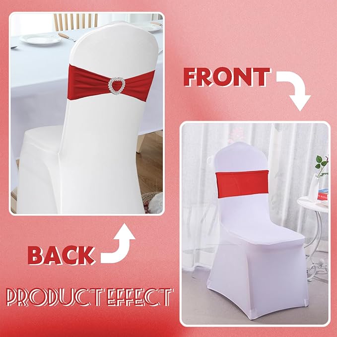 100PCS Spandex Chair Sashes Bows Stretch ChairCover Band,Elastic Chair Ties for Wedding Party Birthday Reception Banquet Decoration(Burgundy)